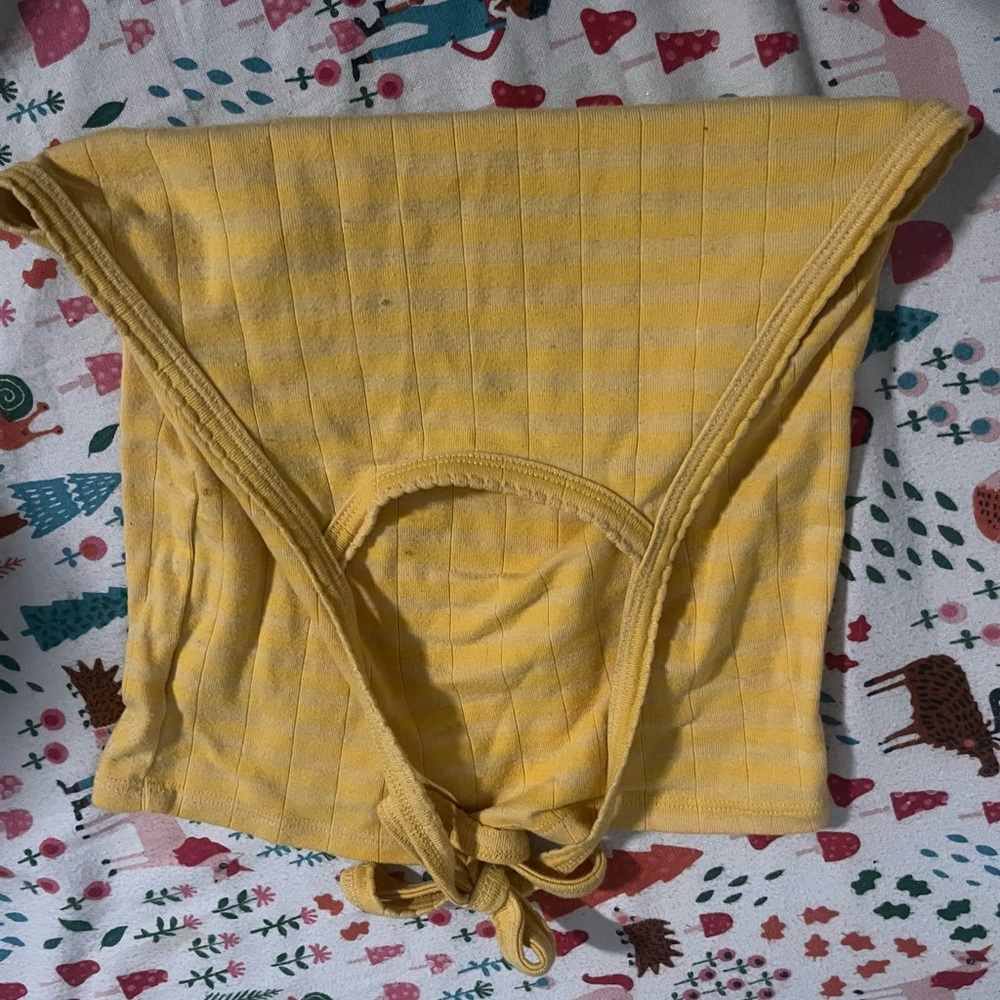 Yellow Striped Ribbed Top